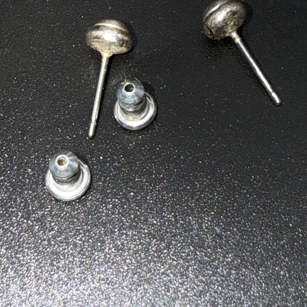 Chic Silver Ball Stud Earrings - image 4